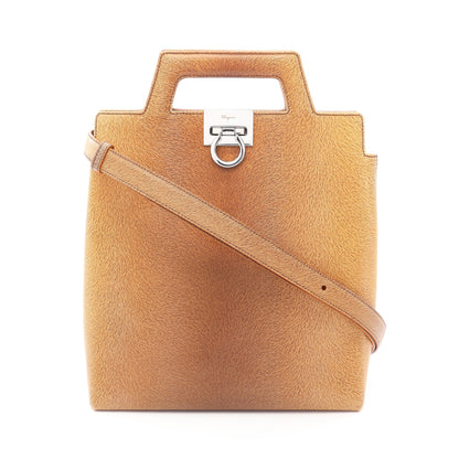 ガンチーニ 2WAY ハンドバッグ レザー イエローブラウン サルヴァトーレフェラガモ バッグ Salvatore Ferragamo