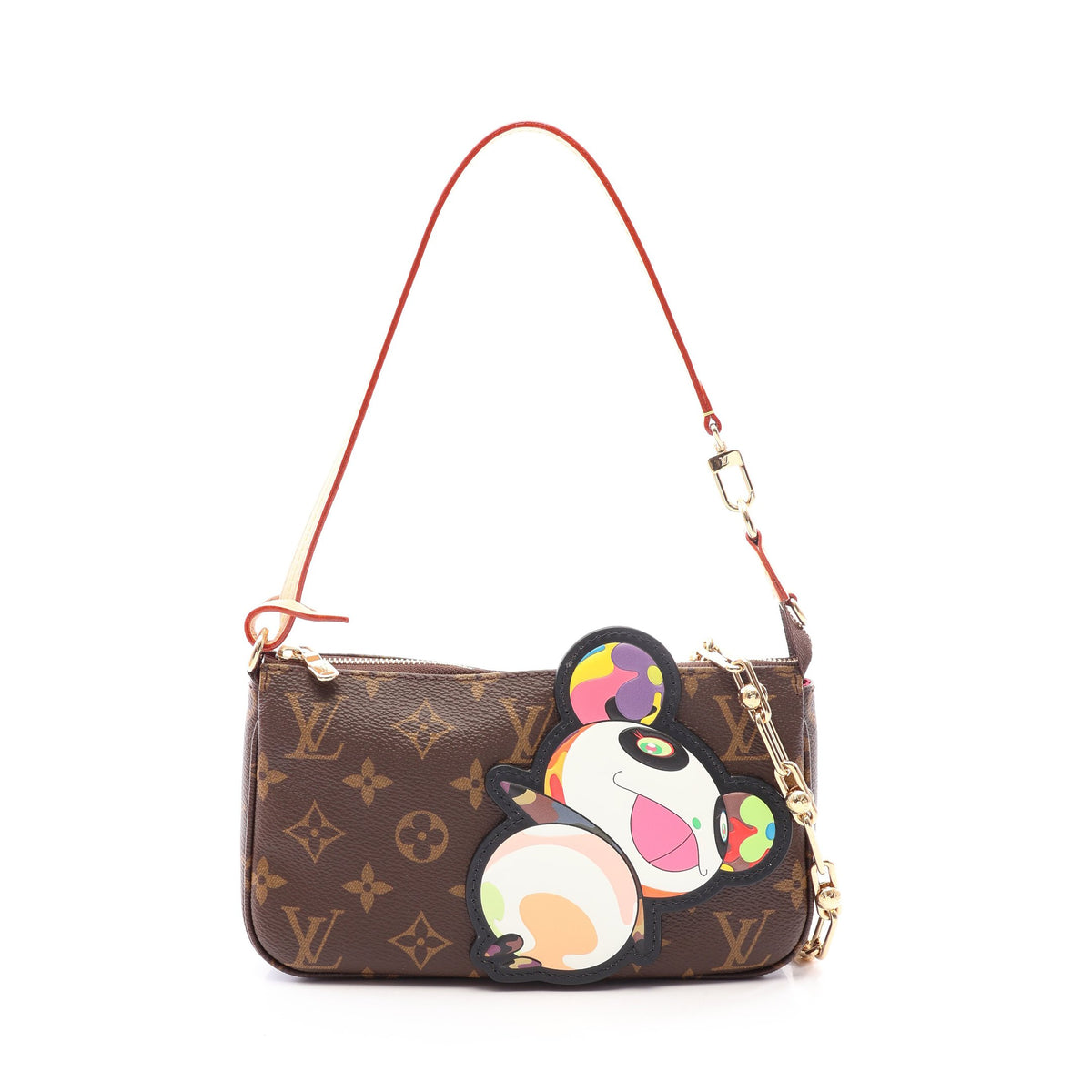 LV × TM ポシェットアクセソワール モノグラムパンダ 村上隆 2WAY ハンドバッグ PVC レザー ブラウン マルチカラー ルイヴィトン