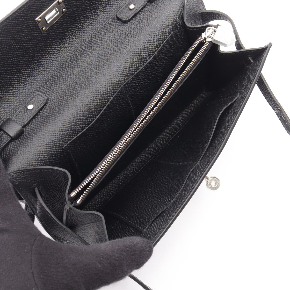 ケリートゥーゴー ショルダーウォレット ヴォーエプソン ブラック シルバー金具 W刻印 エルメス