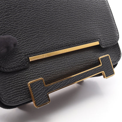 ゲタ ショルダーバッグ シェーブル ブラック ゴールド金具 K刻印 エルメス