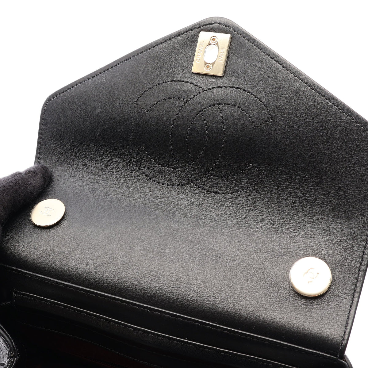 Vステッチ バックパック リュックサック レザー ブラック ゴールド金具 シャネル バッグ CHANEL
