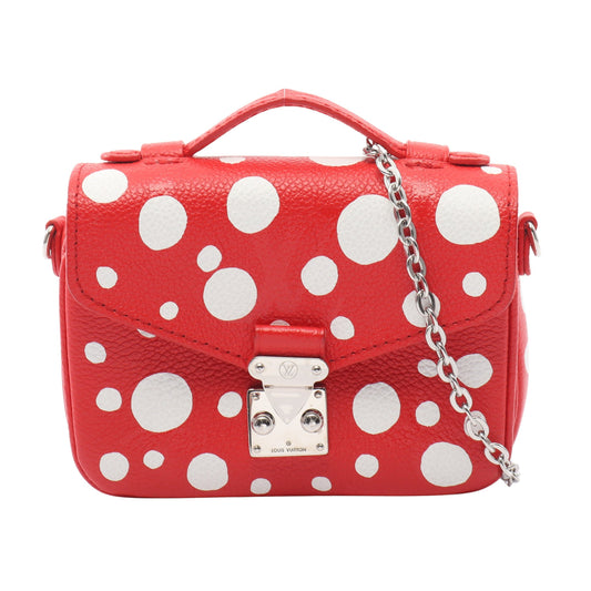 LV × YK メティス モノグラムアンプラント インフィニティドット ルージュ 草間彌生 2WAY ハンドバッグ レザー レッド ルイヴィトン