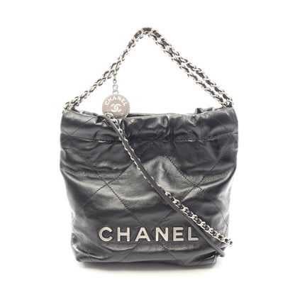 CHANEL 22 ミニ 2WAY チェーンショルダーバッグ レザー ブラック シルバー金具 シャネル バッグ CHANEL