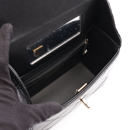マトラッセ トップハンドル バニティバッグ 2WAY チェーンショルダーバッグ レザー ブラック ゴールド金具 シャネル