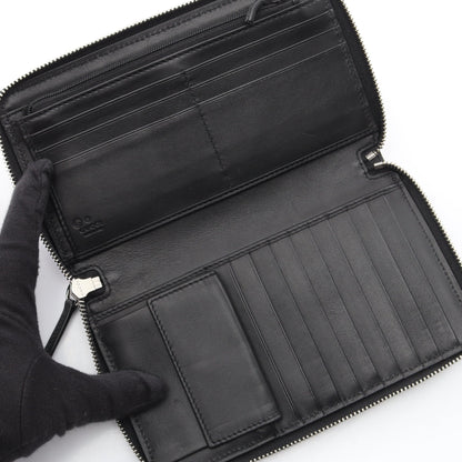 マイクログッチシマ ラウンドファスナー長財布 レザー ブラック グッチ