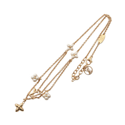 LV フローラグラム ネックレス GP フェイクパール ゴールド ホワイト ルイヴィトン アクセサリー LOUIS VUITTON