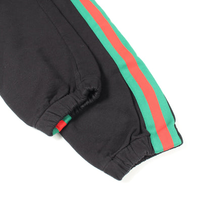 GUCCI × North Face ウェブストライプ スウェットパンツ コットン ブラック グリーン レッド グッチ