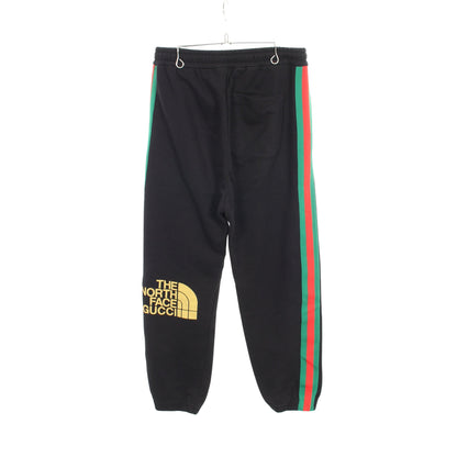 GUCCI × North Face ウェブストライプ スウェットパンツ コットン ブラック グリーン レッド グッチ