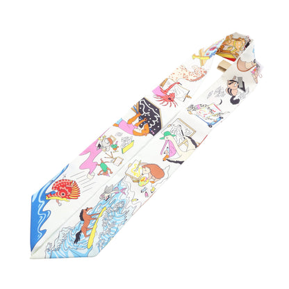 ツイリー ACADEMIA HIPPICA リボン スカーフ シルク ホワイト マルチカラー エルメス