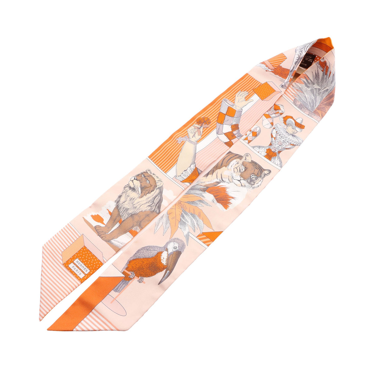 ツイリー GRAND THEATRE NOUVEAU リボン スカーフ シルク ピンクベージュ マルチカラー エルメス