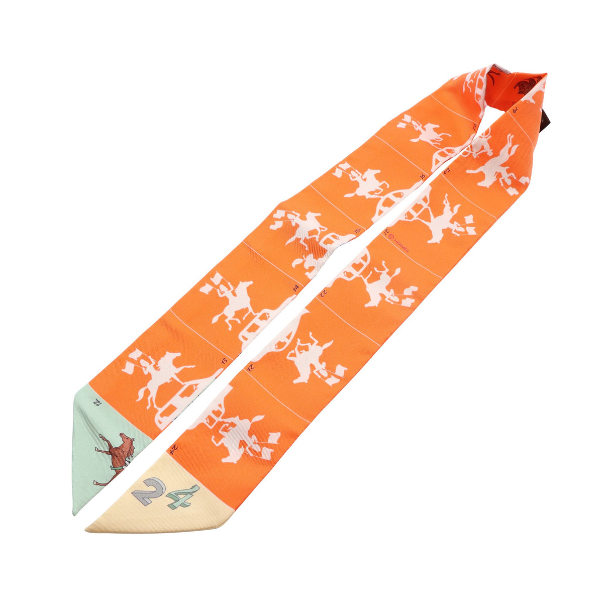 ツイリー リボン HERMES PARADE スカーフ シルク オレンジ マルチカラー エルメス