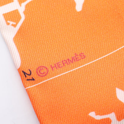 ツイリー リボン HERMES PARADE スカーフ シルク オレンジ マルチカラー エルメス