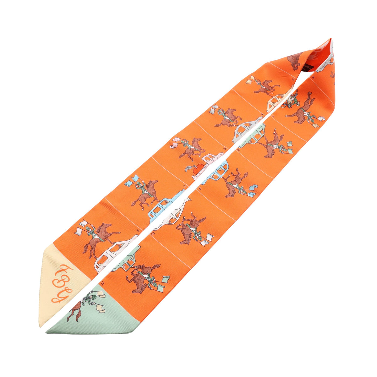 ツイリー リボン HERMES PARADE スカーフ シルク オレンジ マルチカラー エルメス