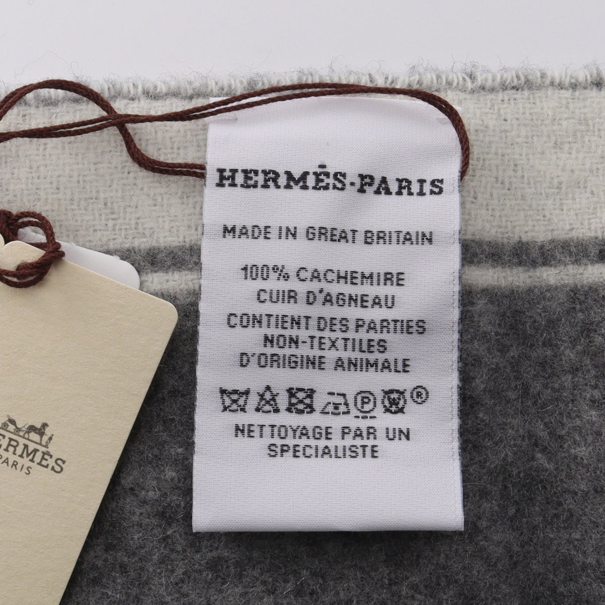 モール マフラー カシミヤ グレー オフホワイト エルメス 財布・小物 HERMES
