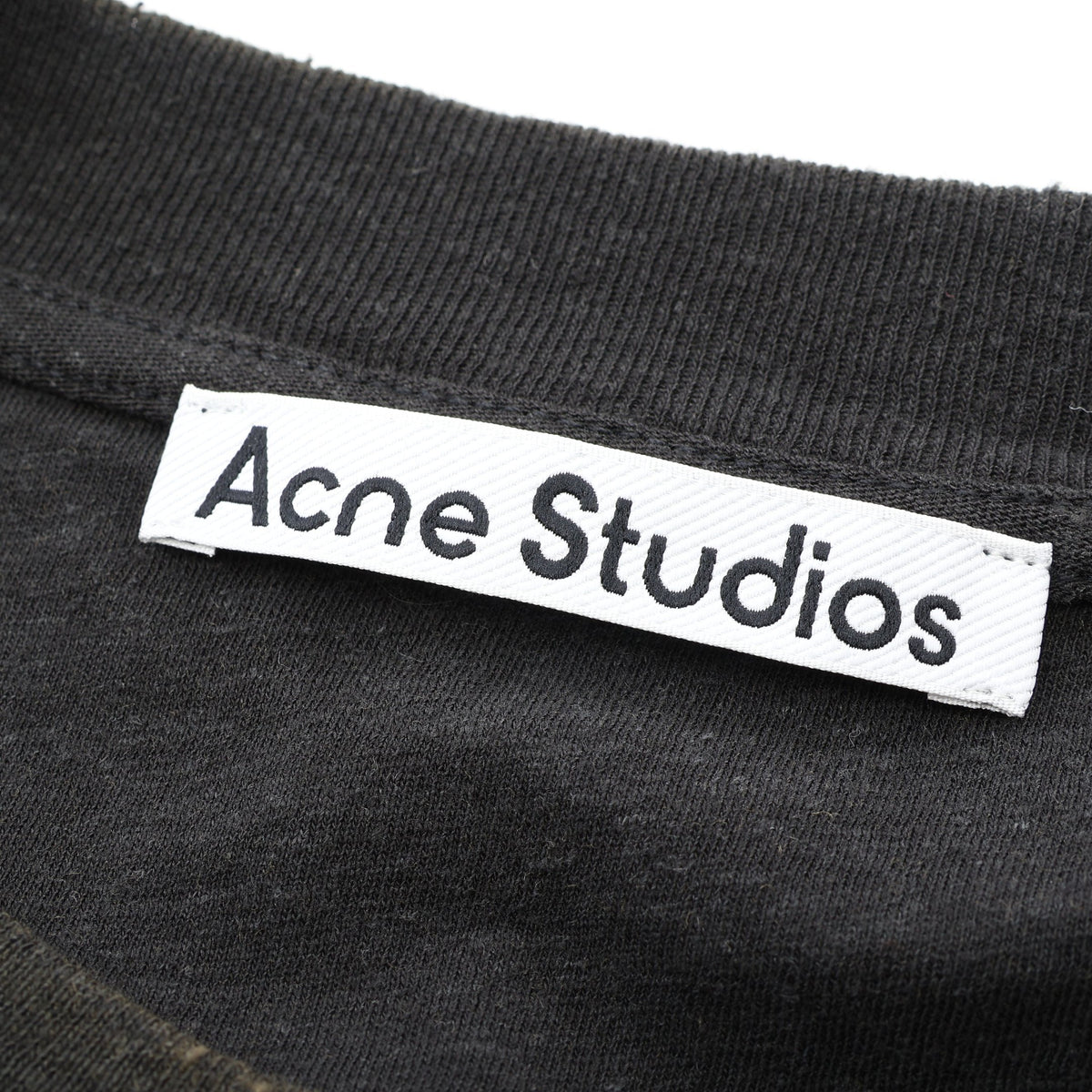スプレー加工 ヴィンテージ加工 ロゴプリント 半袖Tシャツ コットン ヘンプ ダークグリーン アクネストゥディオズ