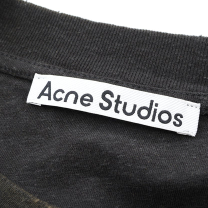 スプレー加工 ヴィンテージ加工 ロゴプリント 半袖Tシャツ コットン ヘンプ ダークグリーン アクネストゥディオズ