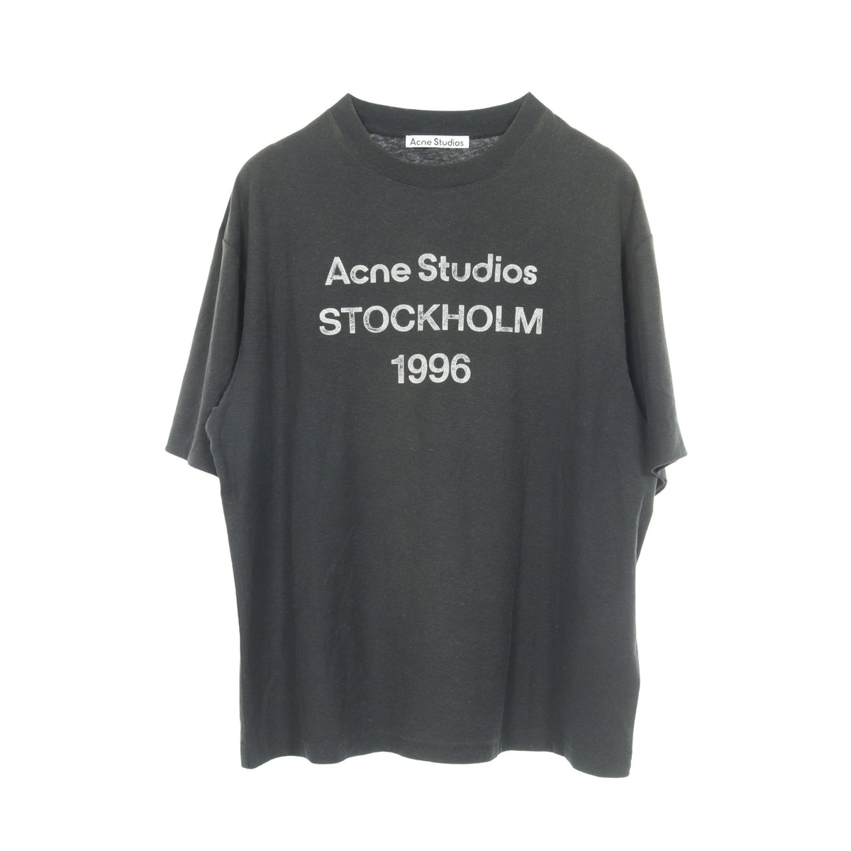 スプレー加工 ヴィンテージ加工 ロゴプリント 半袖Tシャツ コットン ヘンプ ダークグリーン アクネストゥディオズ