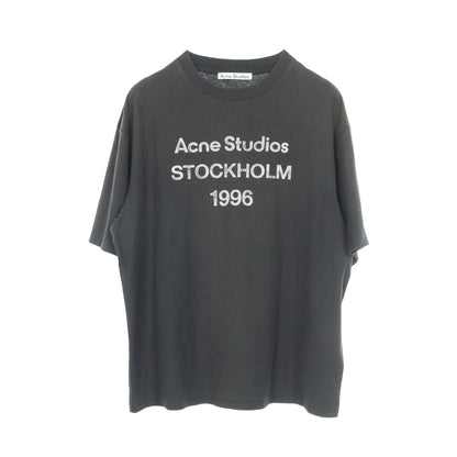 スプレー加工 ヴィンテージ加工 ロゴプリント 半袖Tシャツ コットン ヘンプ ダークグリーン アクネストゥディオズ