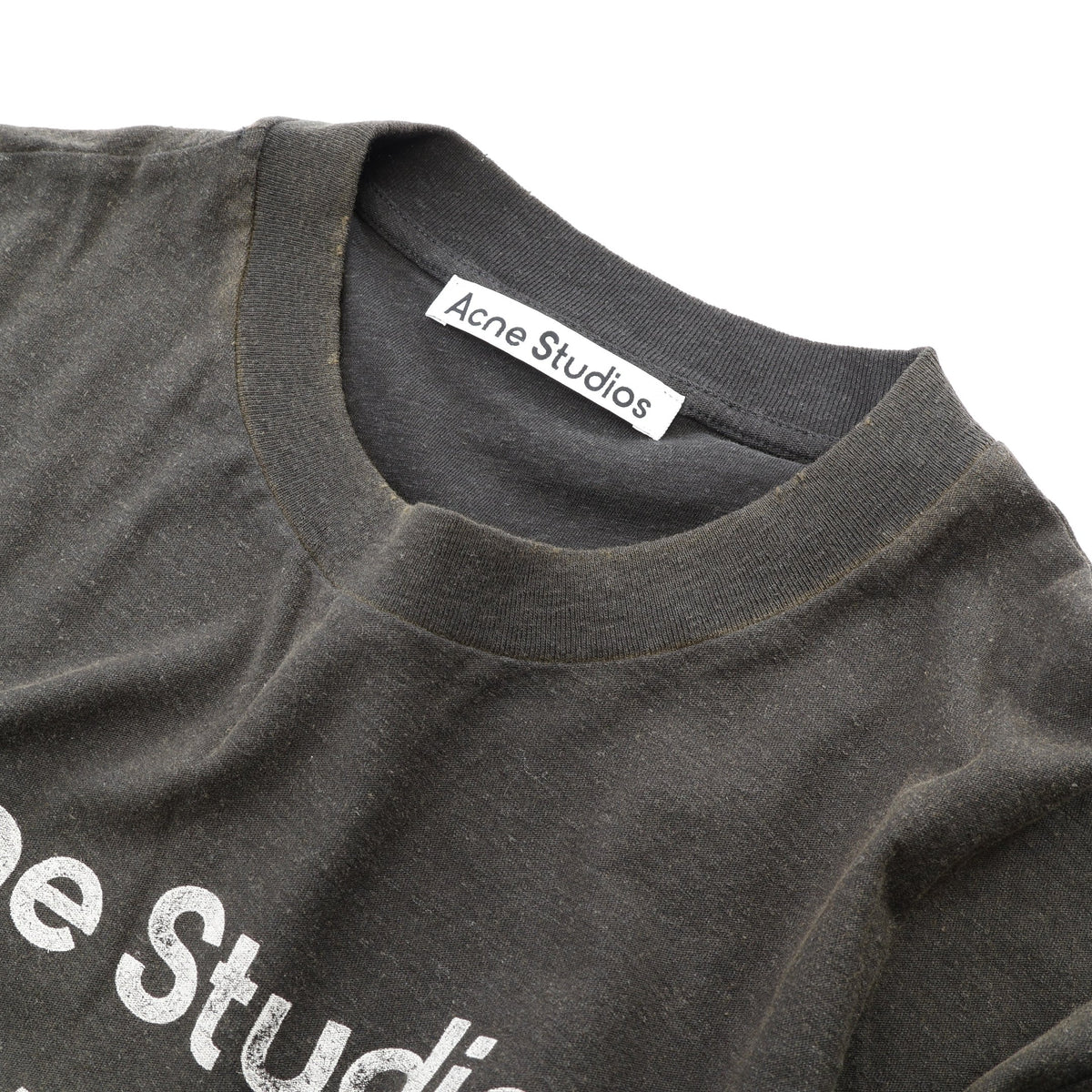 スプレー加工 ヴィンテージ加工 ロゴプリント 半袖Tシャツ コットン ヘンプ ダークグリーン アクネストゥディオズ