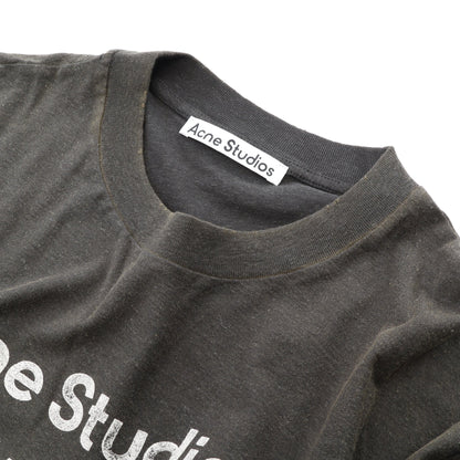スプレー加工 ヴィンテージ加工 ロゴプリント 半袖Tシャツ コットン ヘンプ ダークグリーン アクネストゥディオズ