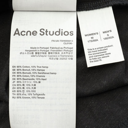 スプレー加工 ヴィンテージ加工 ロゴプリント 半袖Tシャツ コットン ヘンプ ダークグリーン アクネストゥディオズ