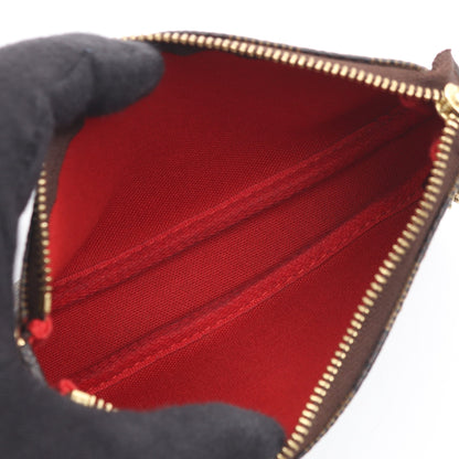 ミニポシェットアクセソワール ダミエエベヌ チェーンハンドバッグ PVC レザー ブラウン ルイヴィトン