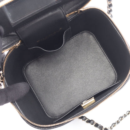 マトラッセ 2WAY チェーンショルダーバッグ キャビアスキン ブラック ゴールド金具 シャネル