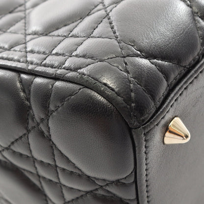 LADY DIOR レディディオール カナージュ 2WAY ハンドバッグ レザー ブラック クリスチャンディオール