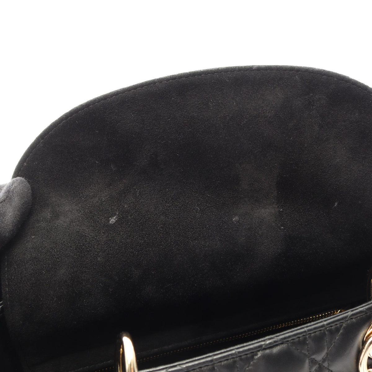 LADY DIOR レディディオール カナージュ 2WAY ハンドバッグ レザー ブラック クリスチャンディオール