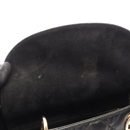 LADY DIOR レディディオール カナージュ 2WAY ハンドバッグ レザー ブラック クリスチャンディオール