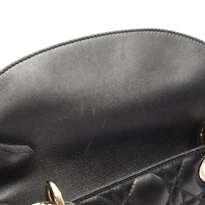 LADY DIOR レディディオール カナージュ 2WAY ハンドバッグ レザー ブラック クリスチャンディオール