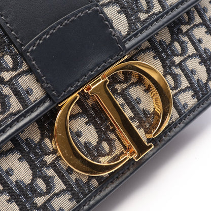30 MONTAIGNE モンテーニュ オブリーク ジャカード チェーンショルダーバッグ キャンバス レザー ネイビー ベージュ クリスチャンディオール