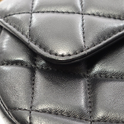マトラッセ トップハンドル 2WAY チェーンショルダーバッグ ラムスキン ブラック ゴールド金具 シャネル