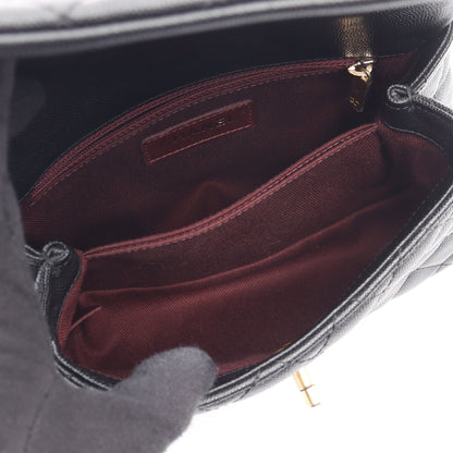 ココハンドル フラップ マトラッセ 2WAY ハンドバッグ キャビアスキン ブラック ゴールド金具 シャネル