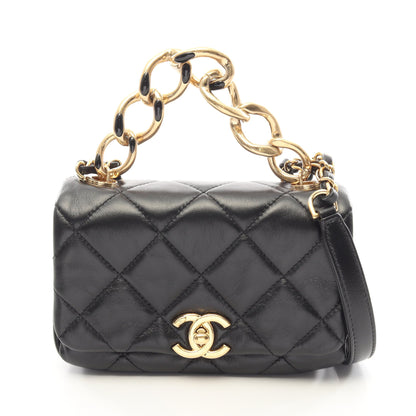 ミニマトラッセ 2WAY チェーンショルダーバッグ ラムスキン ブラック ゴールド金具 シャネル