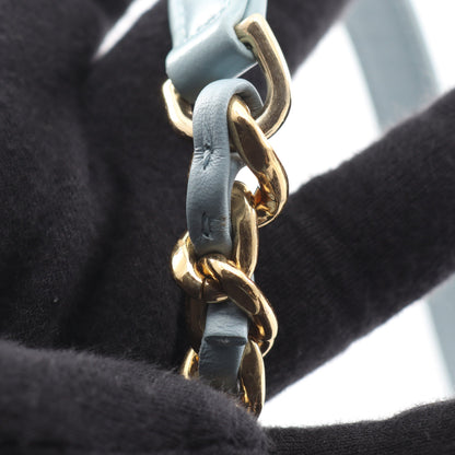 マトラッセ 2WAY チェーンショルダーバッグ ラムスキン ライトブルー ゴールド金具 シャネル