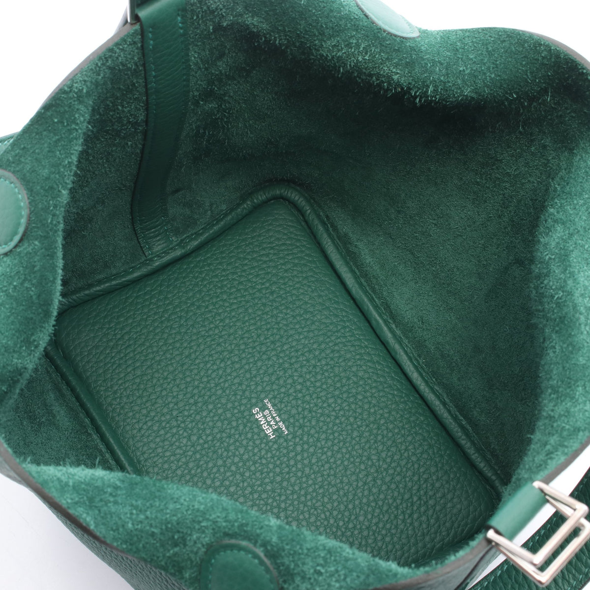 ピコタンロックPM ヴェールモワイヤン ハンドバッグ トリヨンクレマンス グリーン シルバー金具 K刻印 エルメス