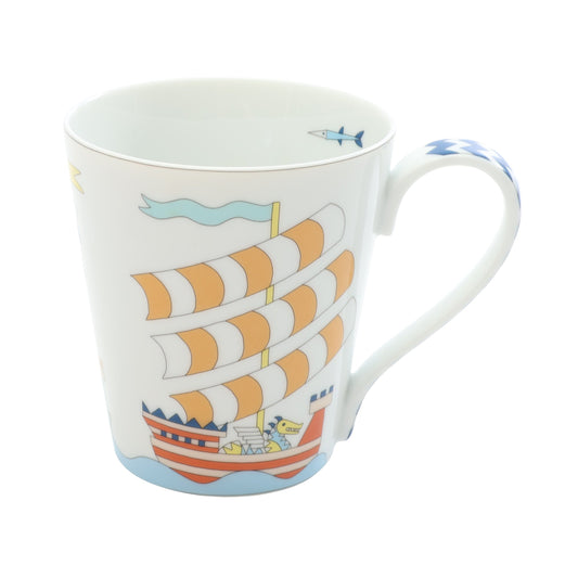 バトー柄 エポペ NO1 マグカップ 食器 陶器 ホワイト マルチカラー エルメス