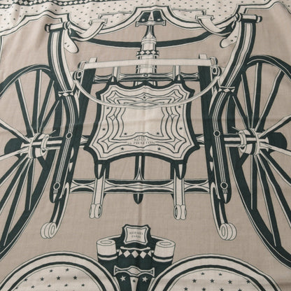 カレジェアン カレ140 Les Roues de Phaeton スカーフ ショール カシミヤ シルク グレー ダークグリーン ライトグレー エルメス