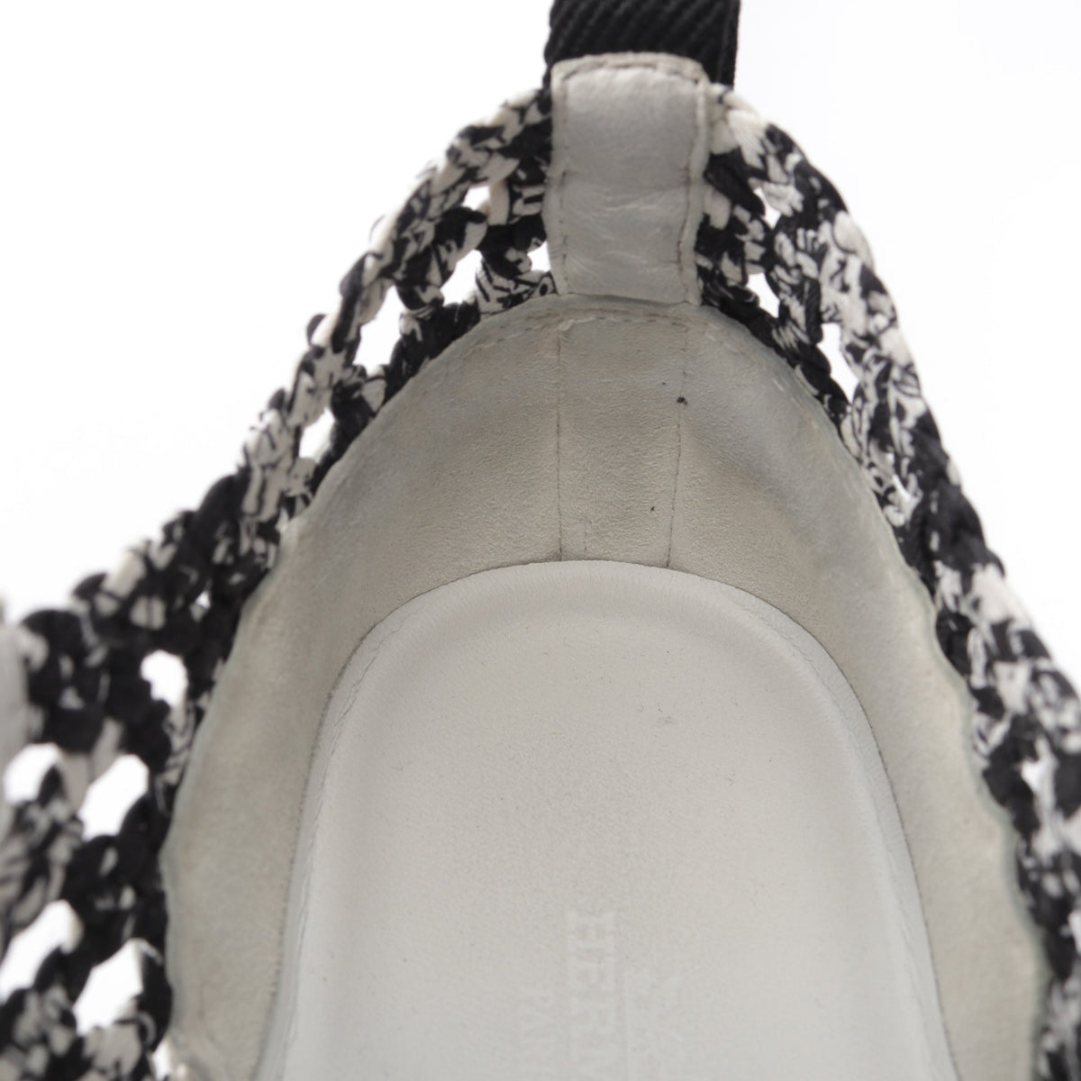 バウンシング 編み込み スニーカー ファブリック ブラック オフホワイト エルメス