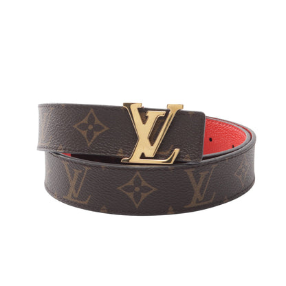 サンチュール LV イニシャル モノグラム 30MM リバーシブル ベルト PVC レザー ブラウン レッド ルイヴィトン