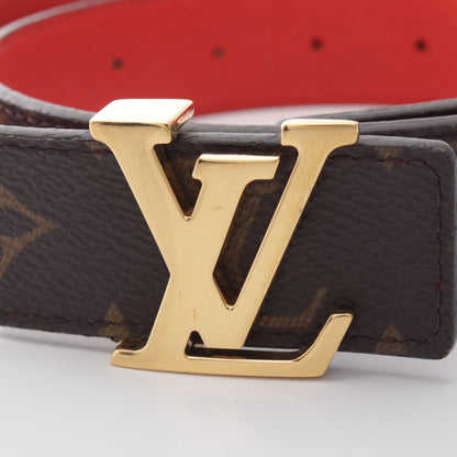 サンチュール LV イニシャル モノグラム 30MM リバーシブル ベルト PVC レザー ブラウン レッド ルイヴィトン