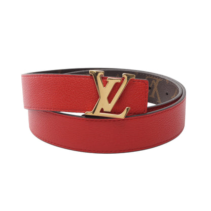 サンチュール LV イニシャル モノグラム 30MM リバーシブル ベルト PVC レザー ブラウン レッド ルイヴィトン