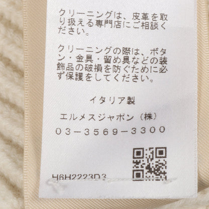 セリエボタン ジップアップ ニット ジャケット ウール オフホワイト エルメス