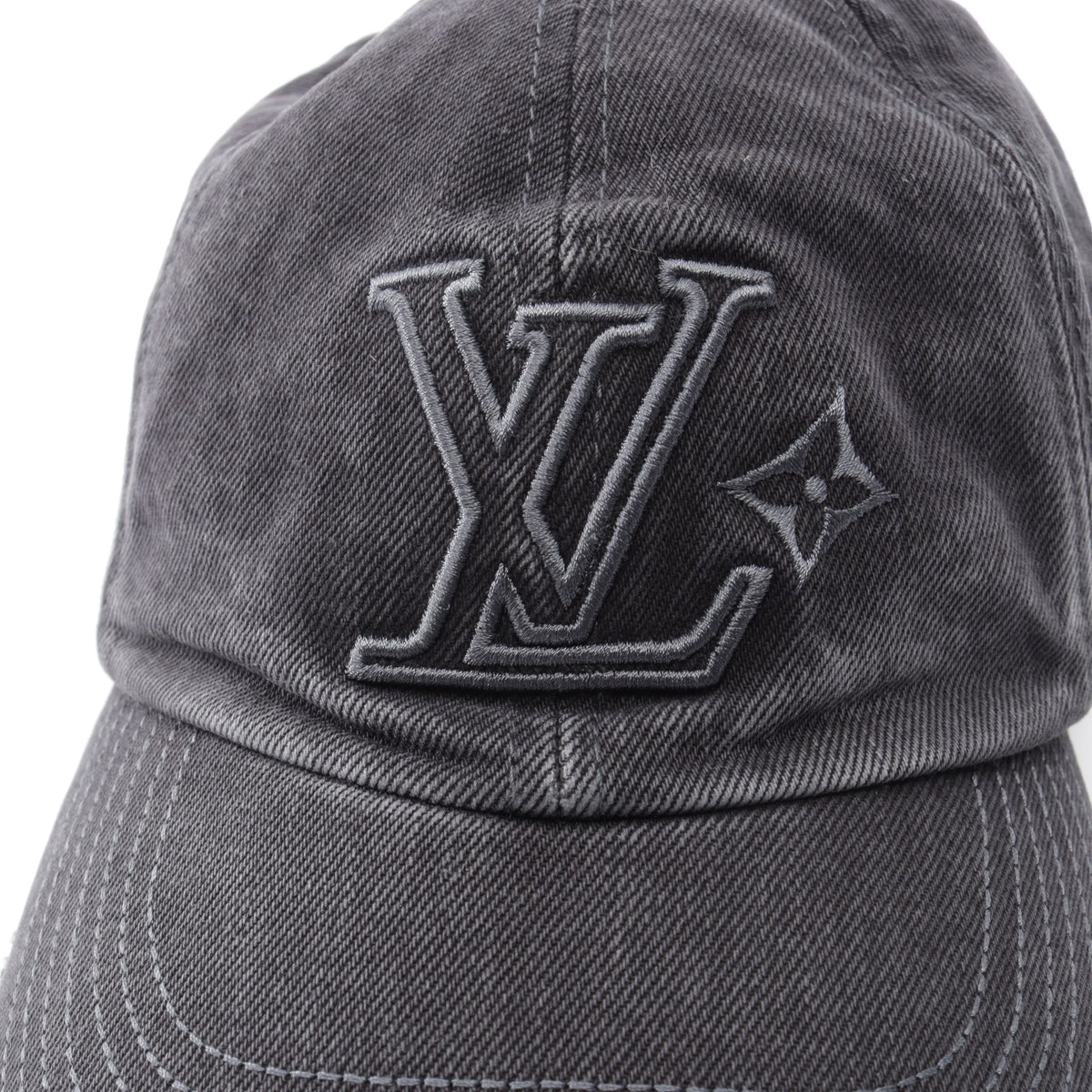 LV デニム ウォッシュド キャップ コットン ダークグレー ルイヴィトン