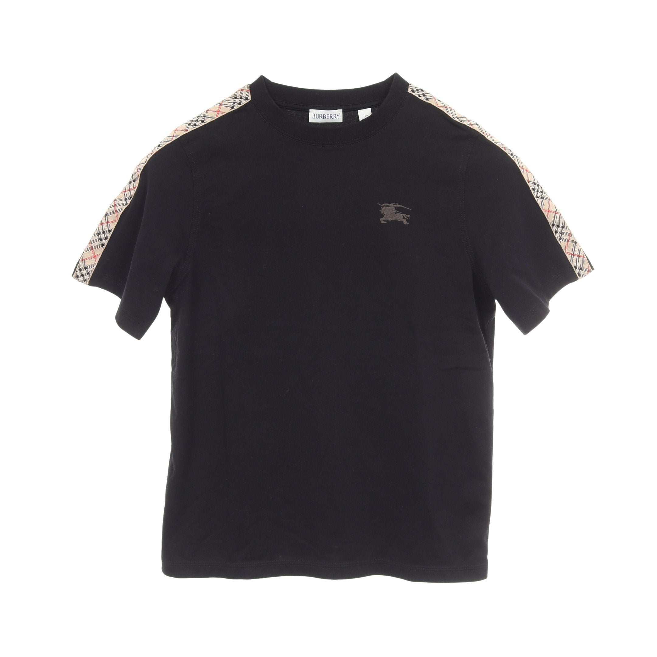ノバチェック ロゴ刺繍 キッズ 半袖Tシャツ コットン ブラック