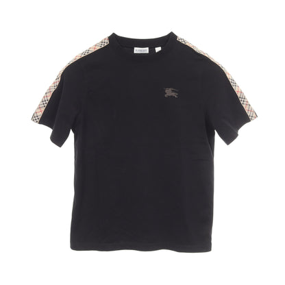ノバチェック ロゴ刺繍 キッズ 半袖Tシャツ コットン ブラック ベージュ バーバリー