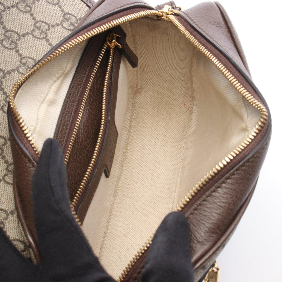 オフィディア スモール GGスプリーム ショルダーバッグ PVC レザー ベージュ ブラウン グッチ