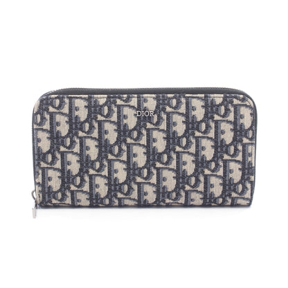 オブリーク ラウンドファスナー長財布 キャンバス ネイビー ベージュ クリスチャンディオール 財布・小物 Christian Dior