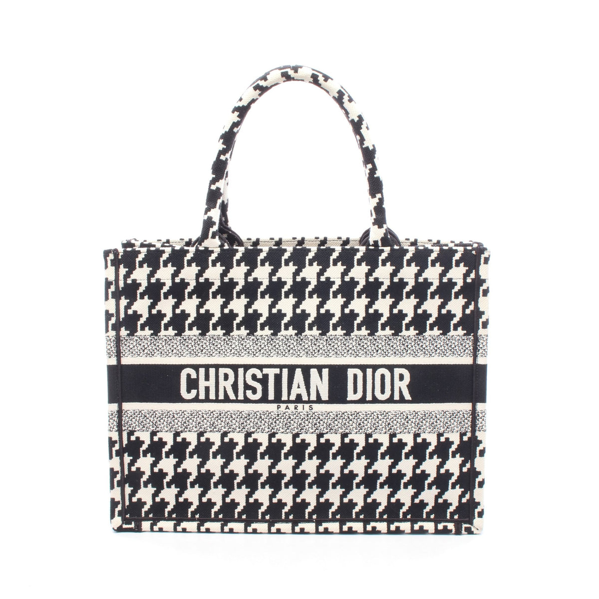 BOOK TOTE ブックトート ミディアム 千鳥格子 ハンドバッグ トートバッグ キャンバス ブラック ホワイト クリスチャンディオール